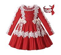 Ju petitpop Vestido de Fiesta Encantador con Encaje Dulce para Niñas Talla 2 3 4 5 6 8 10 12 años