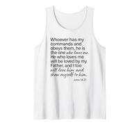 Juan 14 21 Quien Tiene mis Mandamientos me ama Biblia Escritura Camiseta sin Mangas