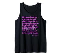 Juan 14:21 Quien Tiene mis Mandamientos me ama Biblia Escritura Camiseta sin Mangas