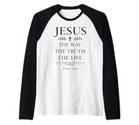 Juan 14:6 Jesús El Camino Verdad Vida Versículo de la Biblia Escritura Dios Camiseta Manga Raglan