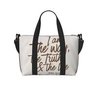 Juan 14:6 Yo soy el camino, la verdad y la vida. Bolsa de viaje plegable con múltiples bolsillos. Bolsa de lona duradera para el fin de semana, para gimnasio, camping, senderismo, viajes de negocios