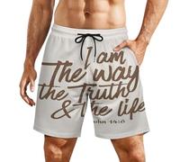 Juan 14:6 Yo Soy el Camino, la Verdad y la Vida. Pantalones Cortos de Playa de Malla para Hombre, de Secado rápido, Ligeros, Transpirables, Ideales para el Verano.