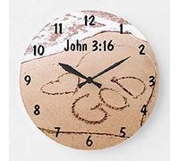 Juan 3:16 Dios Redondo Relojes De Pared Sin Tictac Reloj De Cuarzo Silencioso Reloj De Pared para Cocina Bar Rústico 25Cm
