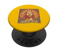 Juan 3:16 Jesús Retro 70s Escritura Cristiana PopSockets PopGrip Adhesivo