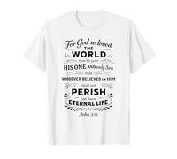 Juan 3:16 Vida Eterna Escritura Cristiana Fe Versículo de la Biblia Camiseta