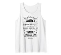 Juan 3:16 Vida Eterna Escritura Cristiana Fe Versículo de la Biblia Camiseta sin Mangas