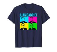 Juan Gabriel Bloques De Colores Azul Logo Stencil Foto Camiseta, Hombre, Azul Marino, L