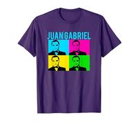 Juan Gabriel Bloques De Colores Azul Logo Stencil Foto Camiseta, Hombre, Morado, L