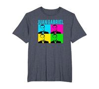 Juan Gabriel Bloques De Colores Azul Logo Stencil Foto Camiseta, Hombre Tallas Grandes, Azul Jaspeado, 5X Alto