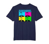 Juan Gabriel Bloques De Colores Azul Logo Stencil Foto Camiseta, Hombre Tallas Grandes, Azul Marino, 2X Alto