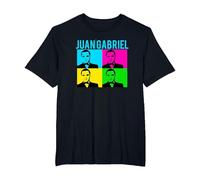 Juan Gabriel Bloques De Colores Azul Logo Stencil Foto Camiseta, Hombre Tallas Grandes, Negro, 6X Alto