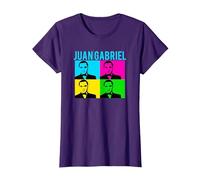 Juan Gabriel Bloques De Colores Azul Logo Stencil Foto Camiseta, Mujer, Morado, L