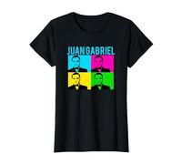 Juan Gabriel Bloques De Colores Azul Logo Stencil Foto Camiseta, Mujer, Negro, S
