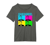 Juan Gabriel Bloques De Colores Azul Logo Stencil Foto Camiseta, Mujer Tallas Grandes, Asfalto, 3XL Grande