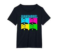 Juan Gabriel Bloques De Colores Azul Logo Stencil Foto Camiseta, Mujer Tallas Grandes, Negro, 4XL Grande
