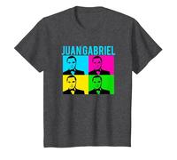 Juan Gabriel Bloques De Colores Azul Logo Stencil Foto Camiseta, Niños, Jaspeado Oscuro, 10 años
