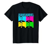 Juan Gabriel Bloques De Colores Azul Logo Stencil Foto Camiseta, Niños, Negro, 10 años