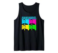 Juan Gabriel Bloques De Colores Azul Logo Stencil Foto Camiseta sin Mangas