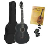 Juan Miguel Navarrez guitarra de concierto - guitarra clásica - 4/4 negra - set de iniciación - incl. funda, púas, libro, afinador
