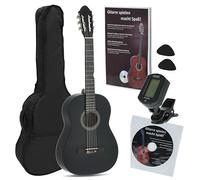 Juan Miguel Navarrez NV12PK Starter Set guitarra clásica negro 4/4, bolsa/Gig Bag, libro con CD, afinador (tuner),2 púas