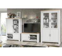 JUANIO Conjunto de Salón Mueble TV, Aparador Buffet, Vitrina Color Roble, Pino Andersen