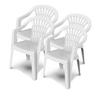 JUANIO Juego de 4 Sillas de Jardín Apilables de Resina Color Blanco - Longitud 57 x Profundidad 57 x Altura 80 cm