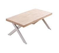 JUANIO Mesa Baja Elevable de Madera y Metal Color Roble nórdico Blanco - Longitud 120 x Profundidad 66 x Altura 47-62 cm