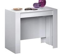 JUANIO Mesa Consola Extensible para Comedor con Acabado en Blanco Brillo - Dim: 50-235 x 90 x 78 cm