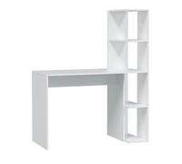 JUANIO Mesa de Oficina, Mueble Escritorio Reversible con Estante de Madera Color Blanco Artik - Altura 136 x Longitud 110 x Profundidad 52 cm