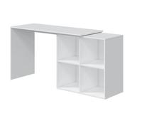 JUANIO Mesa de Oficina, Mueble Escritorio Reversible de Madera, Color Blanco Artik - Altura 74 x Longitud 120-152 x Profundidad 77 cm