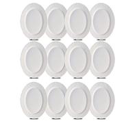 JUANIO Paquete de 12 Platos Ovalados, Plato de servicio color Blanco de vidrio - Longitud 36 x Profundidad 34 x Altura 2 cm