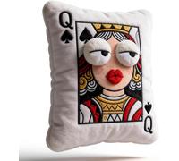 Juankrynord Cojín Decorativo de póker con Bordado 3D: «Rey de Picas» - Suave cojín de Peluche con Forma de Pica, Almohada Decorativa Adorable y Original de «Ojos Grandes» (P)