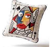 Juankrynord Cojín Decorativo de póker con Bordado 3D: «Rey de Picas» - Suave cojín de Peluche con Forma de Pica, Almohada Decorativa Adorable y Original de «Ojos Grandes» (Jack2)