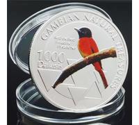 JUANLI Moneda Conmemorativa de Gambia, Tesoros Naturales, Animales Salvajes, Moneda Plateada, Mono, papamoscas, pájaro, Moneda de Recuerdo de África, Regalos