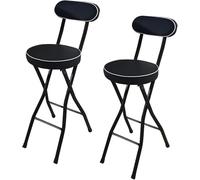 JuanNest 2 Pcs Taburete Alto Plegable con Respaldo,22"/24"/26" Taburetes De Bar para Desayuno De Cocina, Taburete Alto Plegable Acolchado, Reposapiés Taburete Alto para Cocina Bar Comedor A,65cm/26in