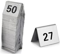 JuanNest Arjetas para Comensales,Letreros De Sobremesa,Números De Mesa 1-50 1-100 Tarjetas De Números De Mesa para Restaurante Cafés Bodas Banquetes, Reciclable, Números De Mesa Estilo Carpa 1 to 50