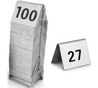 JuanNest Arjetas para Comensales,Letreros De Sobremesa,Números De Mesa 1-50 1-100 Tarjetas De Números De Mesa para Restaurante Cafés Bodas Banquetes, Reciclable, Números De Mesa Estilo Carpa 1 to 100