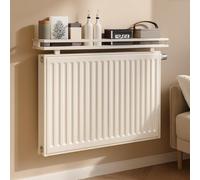 JuanNest Balda Radiador, Estante Radiador Sin Taladrar De Aleación De Aluminio, Cubre Radiadores Modernos,Antihumo/Antipolvo/Lados Elevados para Almacenamiento Y Decoración Sala De Estar 60 cm/23.6in