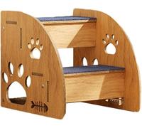 JuanNest Escaleras De Cama para Perros Y Gatos, Escalones De Madera para Mascotas,Escaleras Interiores para Mascotas,Rampa para Perros Pequeños,Rampa Otomana Desmontable,Fácil De Montar 30×34×30CM