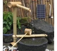 JuanNest Fuente De Agua Solar De Bambú Japonés, Decoración del Jardín Zen con Bomba Y Decoración De Jardín Exterior Extraño con Energía Solar, para El Jardín Interior Exterior, Cascada H 50cm