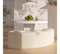 JuanNest Taburete Plegable De Papel Banco Plegable De Papel En Forma De Acordeón con Asiento De PU, para Sofá, Silla, Bar, Taburete, Redondo para Cambiarse De Zapatos/Mesa Auxiliar B,150 * 36 * 40CM