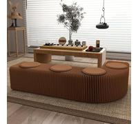 JuanNest Taburete Plegable De Papel Banco Plegable De Papel En Forma De Acordeón con Asiento De PU, para Sofá, Silla, Bar, Taburete, Redondo para Cambiarse De Zapatos/Mesa Auxiliar A,120 * 36 * 40CM