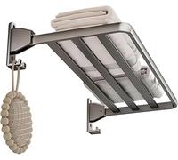 JuanNest Tendedero Plegable Ahorra Espacio Estante De Pared, Toallero De Baño Práctico Colgador De Ropa con Gancho Aluminio Tendedero para Balcón Cuarto De Baño Cuarto De Lavado Bañera Ducha 70cm