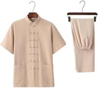 JuanNest Tradición China Tai Chi Wushu Ropa Rendimiento Traje Kung Fu Uniforme Hombre, Traje De Tai Chi De Algodón Suave, Chaqueta Y Pantalones Wing Chun,Traje De Ejercicio Cómodo D,170/L(55-68kg)