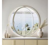 JuanNest Ventana Redonda De Vidrio Templado, Ventana De Ventilación con Tirador para Baño,Giratorio 360°, Sala, Cocina, Loft,J Ardín, Cafetería Decoración, Instalación Empotrada White,60cm/23.6inch