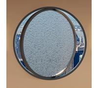 JuanNest Ventana Redonda Giratoria De Vidrio Templado, De Aleación De Aluminio, con Montaje Empotrado Y Rotación De 360° para Baño, Cocina,Decoración De Casa De Juegos,Jardín,Loft Black,60cm/23.6inch