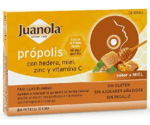 Juanola Própolis Sabor Miel + Hiedra 24 Pastillas
