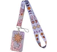 juanooo Cordón de identificación morado con tarjetero, bonita correa estética para el cuello de la diosa para mujeres, niñas, estudiantes, profesores, niños, para llaves, cartera, 49 x 2,5 cm (luna