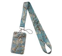 Juanooo - Llavero con cordón para llaves, diseño de flores estéticas para mujeres y niñas para tarjetas de identificación con cordón de crucero fresco