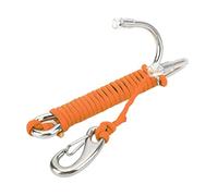 JUANQIAPAS Doble gancho de arrecife de acero inoxidable con cuerda de captura en espiral para la seguridad del buceo durante las actividades submarinas (naranja)